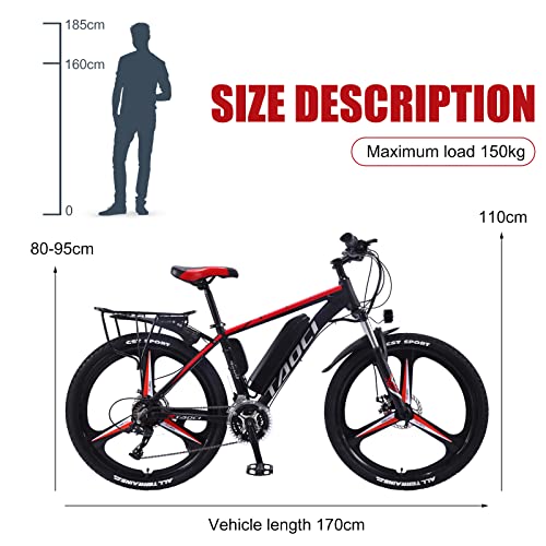 Hyuhome Electric Bikes for Adult, Magnesium Alloy Ebikes Bicycles All Terrain,26" 36V 13Ah Removable Lithium-Ion Battery Mountain Ebike for Mens