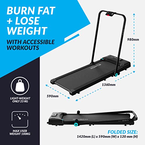 Bluefin Fitness Walking Pad | Treadmill for Under the Desk | Perfect for your home and Foldable | Compact Walking Pad Treadmills | Kinomap Connectivity | Lightweight with Folding Handlebar