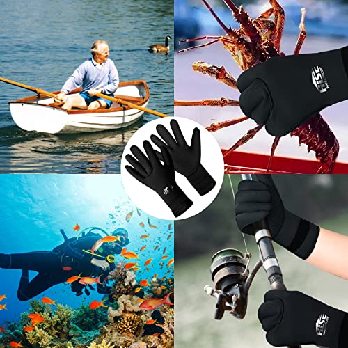 Neoprene Wetsuit Gloves 3mm, Thermal Swimming Gloves Cold Water, Elastic Anti-slip Scuba Gloves for Women Men Diving, Snorkeling, Surfing, Sailing