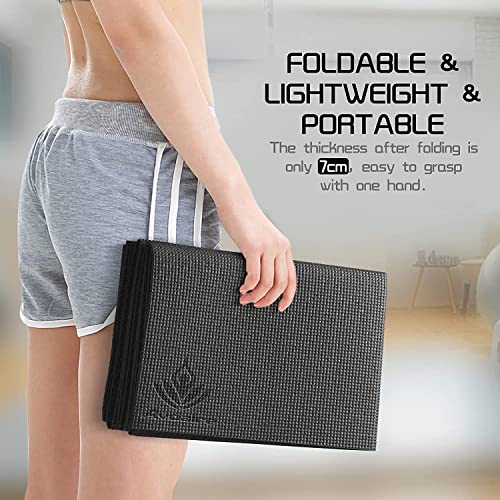 Avoalre Travel Yoga Mat Non Slip Foldable Portable Gym Mat Fitness Training Pilates Exercise Mat Workout for Women Men