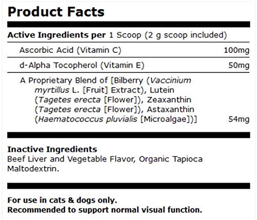 Dr. Mercola Eye Support For Pets - Dietary Supplement For Cats And Dogs - Natural Liver-Flavor Powder - 180 Grams