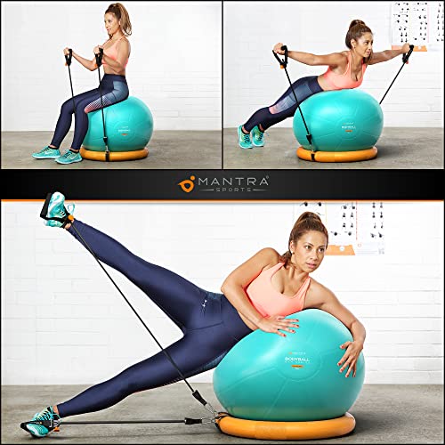 Exercise Ball Gym Ball with Resistance Bands & Stability Base Accessories, Yoga Ball Pregnancy Ball for Maternity, Birthing Ball for Fitness & Balance, 55cm 65cm 75cm Swiss Balls with Pump & A1 Poster