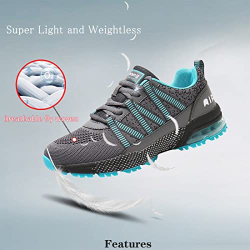 Mens Women Air Mesh Running Walking Trainers Athletic Fitness Sport Shoes Breathable Sneakers Greyblue 43 EU