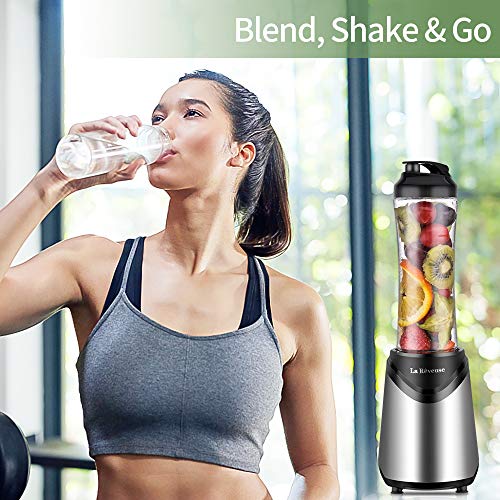 La Reveuse Smoothie Blender Personal Size with 2 BPA Free Portable Travel Sports Bottles (550ml),300 Watts,Silver (Silver)