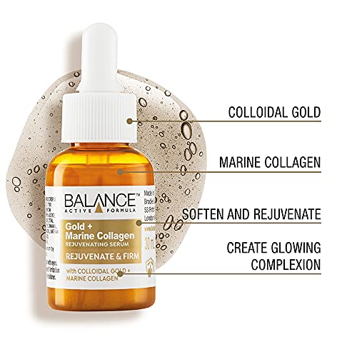 Balance Active Formula Gold and Marine Collagen Rejuvenating Serum (30ml) - Light-Weight and Non-Greasy. Rejuvenating and Repairing. Plumper Appearance.