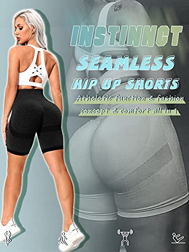 INSTINNCT Seamless Push Up Scrunch Shorts Tummy Control Butt Lifting Activewear Cycling Biker Shorts Yoga Gym Leggings for Women