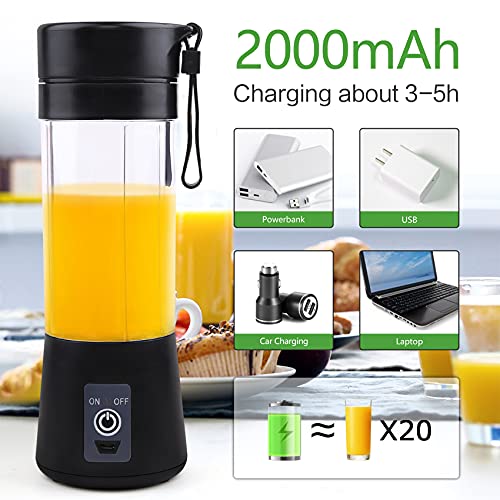 Portable Blender for Shakes and Smoothies: Personal Size Single Serve Travel Fruit Juicer Mixer Cup with Rechargeable USB Small Electric Individual Mini Blender for Juice Baby Food Gym Travel