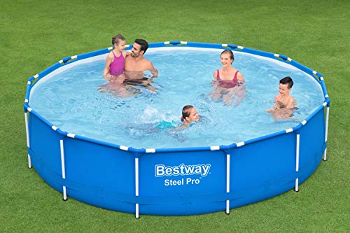 Bestway Steel Pro 13’ Pool, Above Ground Swimming Pool Set, Includes Filter Pump, Kids and Adults Round Garden Pool, Blue