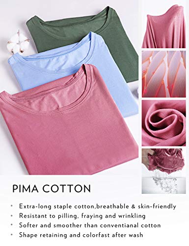 CRZ YOGA Women's Pima Cotton Short Sleeve Shirts Loose Fit Sports Workout Tops Athletic T-Shirt Casual Top Festival Red 16