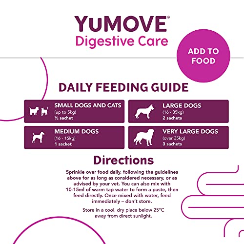 YuMOVE Digestive Care PLUS | Previously YuDIGEST PLUS | Veterinary Strength Fast-acting Probiotic Digestive Support for Dogs, All Ages and Breeds | 6 Sachets | Packaging may vary