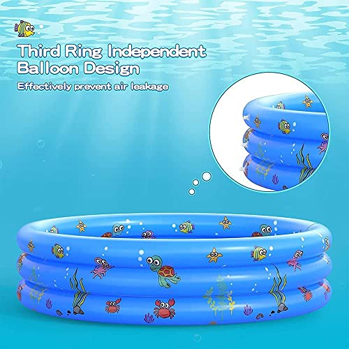 Paddling Pool for Kids, Inflatable Pool Swimming Pool for Kids Backyard Home Garden Summer Kids Paddling Pool Safety Non-Slip Outdoor Bathing Pool (100cm） (G80)