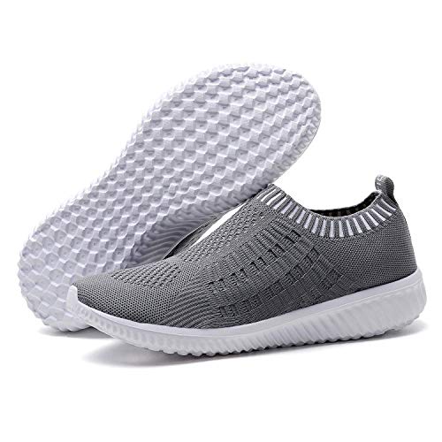 TIOSEBON Women's Athletic Shoes Casual Mesh Walking Sneakers - Breathable Running Shoes 5 UK Deep Gray