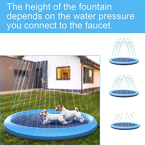 Dog Pool,Paddling Pool for Pets,67" Foldable Thickened Sprinkle Splash Water Play Mat,Kids Pet Summer Water Toys Spray Pad Wading Pool