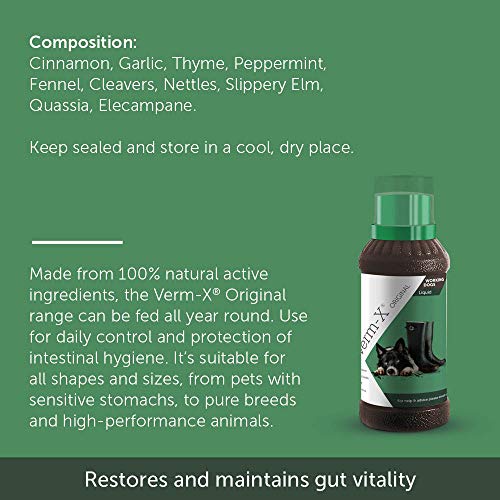 Verm-X All Natural Liquid Supplement for Dogs, Supports Intestinal Hygiene & Gut Vitality, Wormwood Free Recipe and Vet Approved - 250ml Suitable for all Dogs