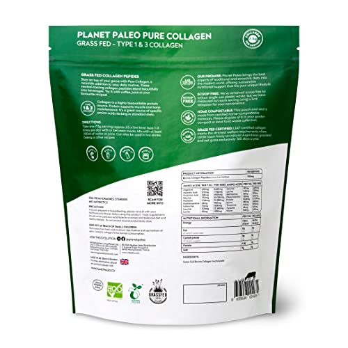 Pure Collagen Powder (60 Servings, 450g) | for Healthy Skin, Joints, and Gut Health | Grass Fed, Organic, Non-GMO and Gluten-Free Bovine Collagen