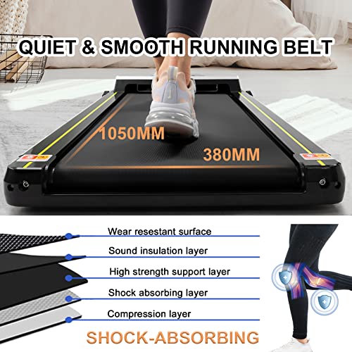 LIVSPO Under Desk Treadmill with APP & Remote Control LCD Display Space Saving 1.5 HP 100KG Built-in Speaker Walking Jogging Running Machine for Home/Office 0.5-4MPH 12 Pre-Programs Installation-Free