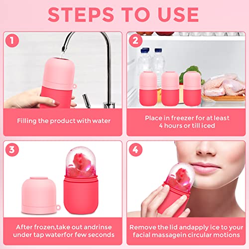 Ice Face Roller with Gua Sha Tool for Face,Ice Cube Tray for Face Ice Roller and Eyes Skincare Facial Beauty Ice Roller Skin Care Tools for Brighten Lubricate Shrink Pores Remove Fine Lines