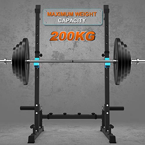 JX FITNESS Squat Rack Multi-Function Barbell Rack Height Adjustable Dip Stand Home Gym Weight Lifting Bench Press Dip Station Push up Portable Strength Training Dumbbell Rack