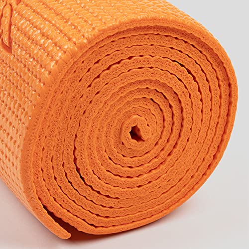 Phoenix Fitness RY1098 Yoga Mat Non-Slip Exercise Mat for Women & Men's Home Fitness, Mat for Yoga & Pilates, 183cm x 61cm x 4mm Thickness, Orange