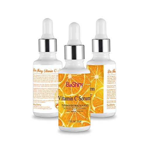 BeShiny Vitamin C Serum for face WITH HYALURONIC ACID + JOJOBA OIL +VIT E - Anti Aging Brightening Face Serum for Pure Skin Glow - Reduce Wrinkles & Dark Spots