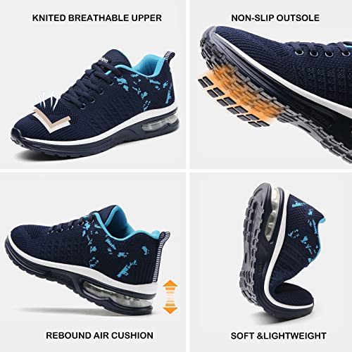 Running Shoes Ladies Trainers Womens Tennis Air Cushion Mesh Breathable Comfortable Lightweight Sports Fitness Gym Athletic NavyBlue UK 3.5