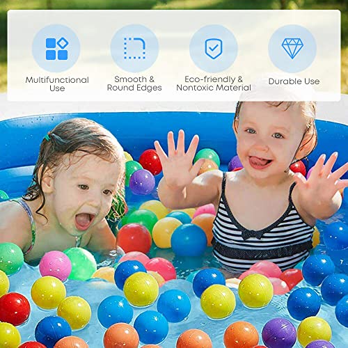 GALAXYER Inflatable Paddling Pool, 3 Rings Large Rectangular Family Swimming Center for Kids Toddlers Adult, Indoor Outdoor Garden Swimming Pool, 210 × 135 × 60 CM