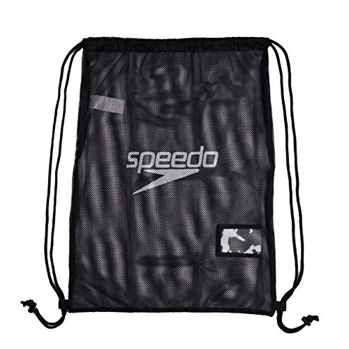 Speedo Equipment Mesh Drawstring Bag 35 Litre, Durable Design, Comfy Straps, For Pool, Beach, Black