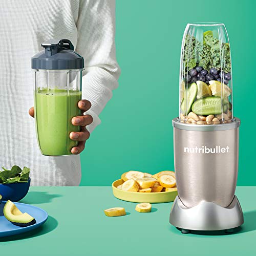 NutriBullet NBLP9 900W Blender Champagne Multi-Function Cold Beverage Smoothie Maker- 2 Cup Sizes and Stay Fresh Lid