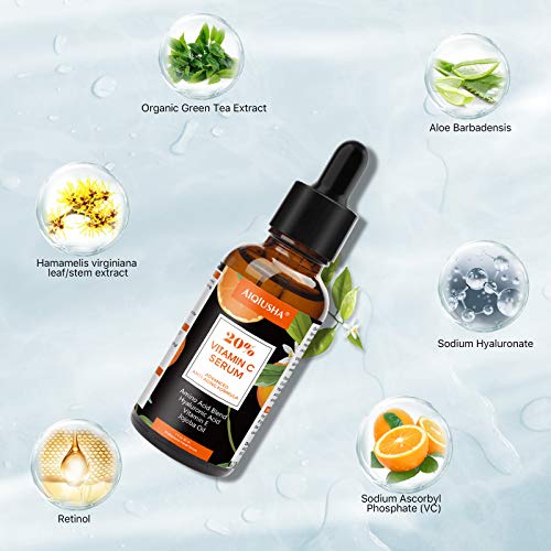 20% Vitamin C Serum For Face with Anti Aging & Wrinkle Facial Serum, Fades Dark Spots and Hyperpigmentation. Boost Skin Collagen, Brighten Hydrate & Plump Skin.(1 oz)