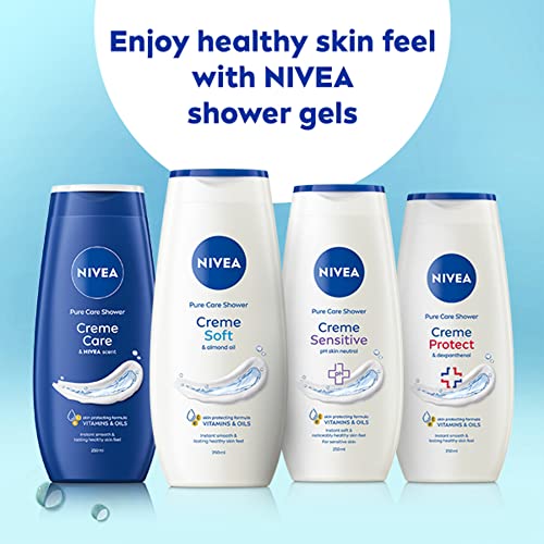 NIVEA Care Shower Creme Soft (250 ml) Caring Shower Body Cream Enriched with Almond Oil, Moisturising Shower Gel Body Wash, Skin Moisturiser with Mild Scent