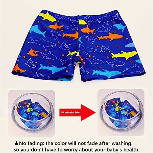 NautySaurs 2 Pack Boys Swimming Trunks 1-10 Years Kids Swimwear Dinosaur Shark Shorts (Shark-Royal Blue+Navy Blue, 8-10 Years)