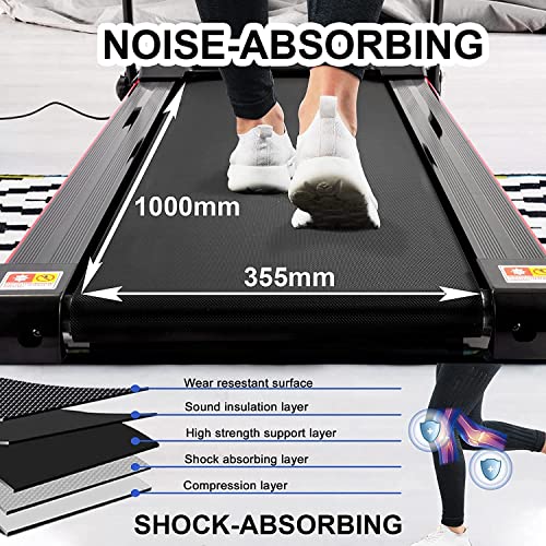 LIVSPO Folding Treadmill with Incline 2.5HP 12KM/H Electric Treadmill for Home Foldable Bluetooth Music Cup Holder Heart Rate Sensor Walking Running Machine for Indoor Home Gym Exercise Fitness…