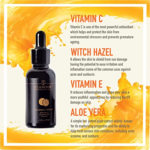 20% Vitamin C Face Serum With Hyaluronic Acid and Vitamin E, Anti-Ageing Serum (30ml) - Flandor Beauty in All of Us