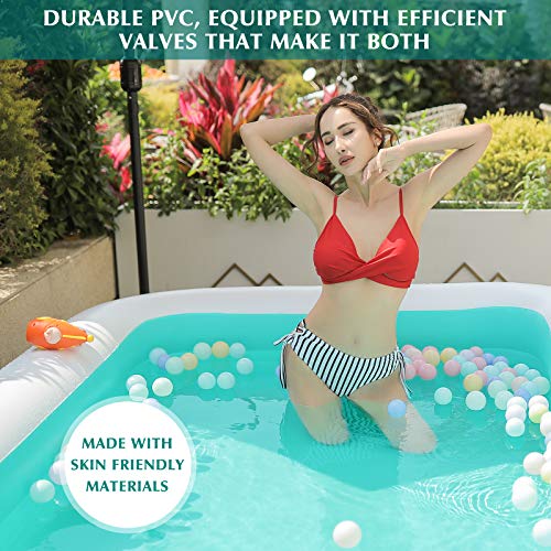 Brace Master Inflatable Swimming Pool, 305cm x 182cm x 56cm, Blow Up Pool, Family Kiddie Pools, Full-Sized Inflatable Pool for Toddlers, Kids, Adults, Outdoor, Garden, Backyard, Green