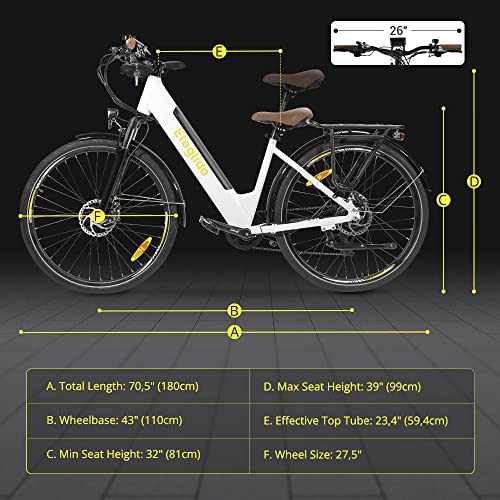 Eleglide Electric Bike, T1 Step-Thru Electric City E Bike, 27.5" Electric Bicycle Commute Trekking Bike with 36V 12.5Ah Removable Battery, LCD Display, Shimano 7 Gears System E Mountainbike for Adults