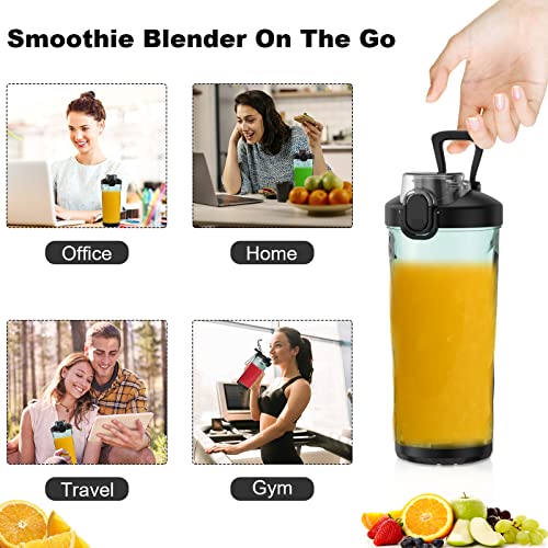 Portable Blender, POYET Smoothies Blender, 20 oz Personal Blender for Shakes and Smoothies with USB Rechargeable Travel Sports Blender Bottle Black