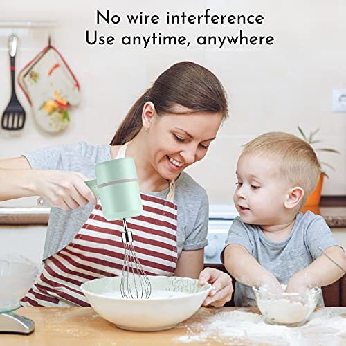 Hand Mixer Electric Whisk Wireless Portable Hand Whisk USB Rechargeable 3 Speeds Electric Mixer for Making Coffee Cake Lattes Electric Hand Whisk for Use at Home Office Outdoors