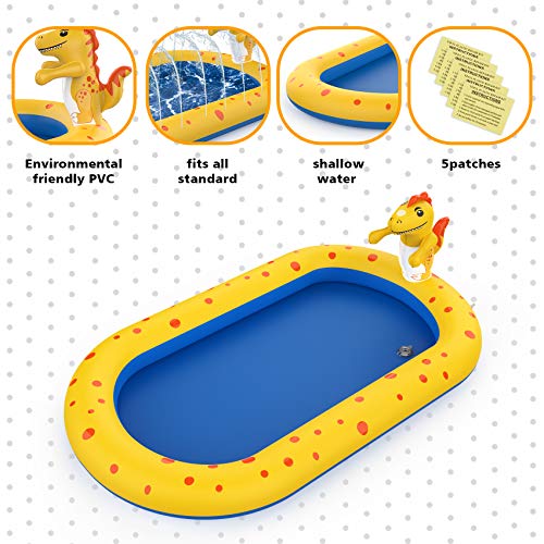 AOLUXLM Game Pool for Kids Indoor, Water Toys Paddling Pool Sprinkler Wading Pool, Splash Pad Sprinkler Infant Swimming Pool for Garden Backyard Fountain Play Water Mat for 3 4 5 6 7+ Kids Boys Girls