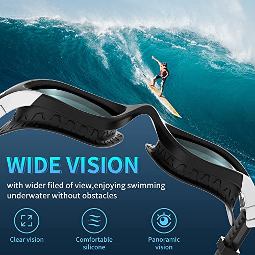 Findway Swimming Goggles, Anti Fog UV Protection Swim Goggles Soft Silicone Nose Bridge No Leaking Clear Vision Swim Glasses for Adult Men Women Junior