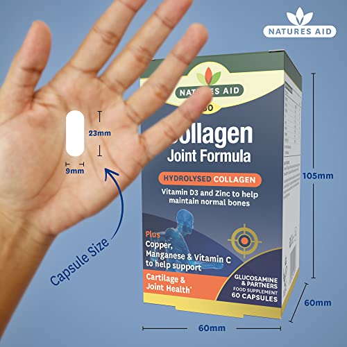 Natures Aid Collagen Joint Formula with Vitamin C, Copper and Manganese, Cartilage and Joint Health, 60 Capsules