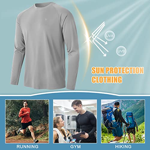 donhobo Men's Golf Running Tops T-Shirt,Men's Activewear Tops,UV Protection Lightweight Long Sleeve Quick Dry Hiking Shirts Grey XL