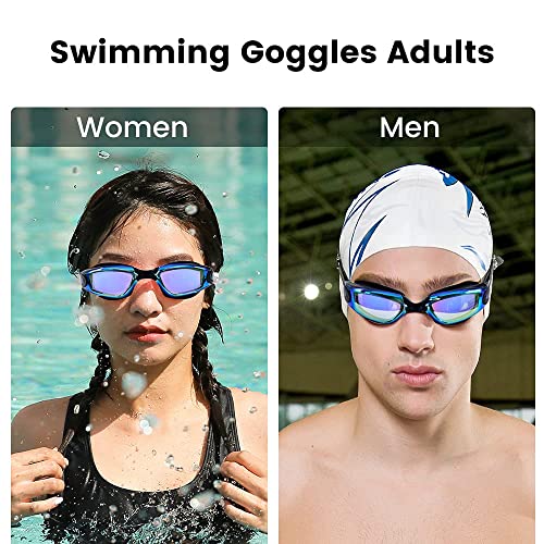 Swimming Goggles for Men Women Adults - Anti Fog Swim Goggles with Uv Protection, Clear Vision, No Leaking Silicone Cushion