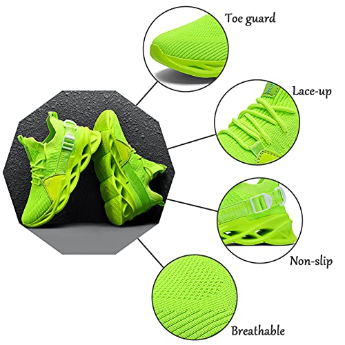 Men Women Walking Trainers Light Running Breathable Tennis Casual Gym Slip On Blade Shoes Fashion Sneakers Comfortable Athletic Fitness Sport Shoes for JoggingG133 Green 45