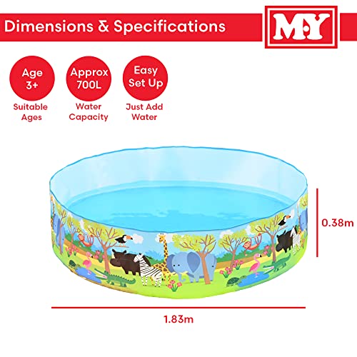 M.Y Splash 6ft x 15in Quick and Easy Set Paddling Pool Colourful Kids Baby Swimming Pool