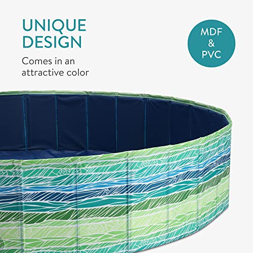 Navaris Dog Pool with Print - 160 cm Paddling Pool for Dogs - Extra Large XL Pet Swimming Pool to Fill with Water in Hot Weather - Includes Cover