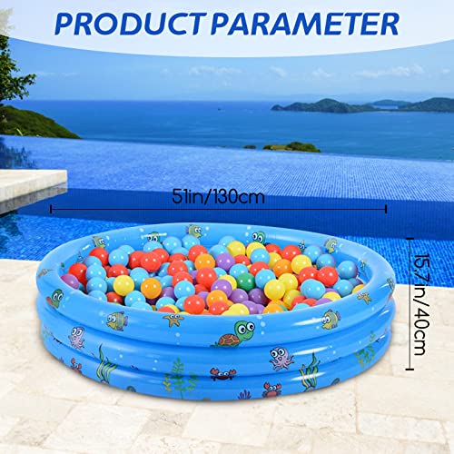 Inflatable Pool Jsdoin Foldable Kids Paddling Pool with Air Pump 51inch Outdoor Swimming Pool for Backyard Home, Garden, Summer Round Safety Non-Slip Outdoor Bathing Pool