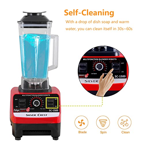 Blender Smoothie Maker 2000W with 15 Speed Control,2L BPA-Free Tritan Container, 6 Titanium Stainless Steel Blade,Jug Blender mixer High Speed Juicer/Ice/Smoothie/Frozen Dessert/Hot Soup/Nuts