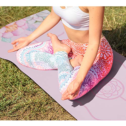 Hivexagon Exercise Mat Yoga Workout Foldable 1.5mm Non-Slip Travel Yoga Mat Cover Pad Sweat Absorbent and Soft Lightweight Workout Mat for Yoga Pilates and Fitness