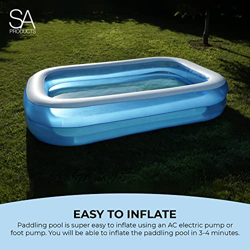 SA Products 2M Paddling Pool for Kids, Pool Inflatable Swimming Pool with Self-Adhesive Repair Patch | Rectangular Large Paddling Pool, Inflatable Pool, Paddling Pool for Adults & Kids