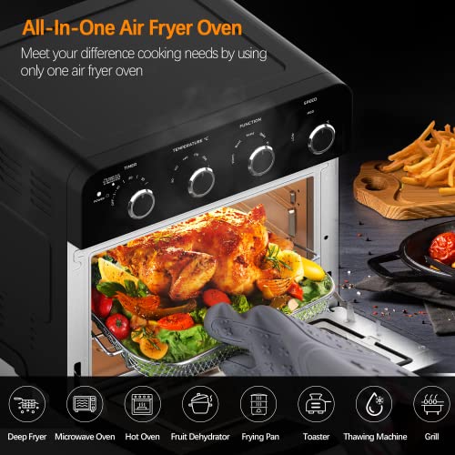 Air Fryer Oven with Rotisserie, 23L Large Capacity Countertop Convection Oven, 360° Circulation Heating Multi-function Oven, Oil-Less Cooking, 3 Layers Adjustable Air Fryer Mini Oven, 1700W